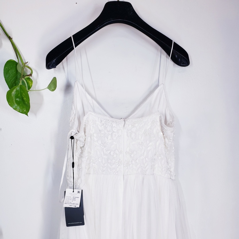 ADRIANNA PAPELL New Ivory Beaded Strap Midi Dress - Picture 10 of 14